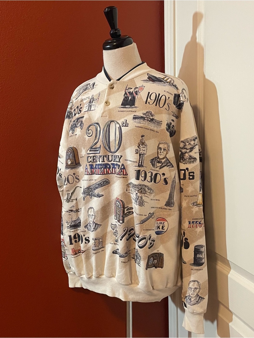 Art Unlimited Men’s Vintage 20th Century America Art To Wear AOP Sweater
